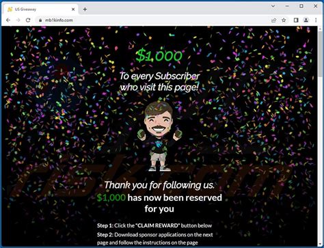 Mr Beast $1000 giveaway: website scam & pop